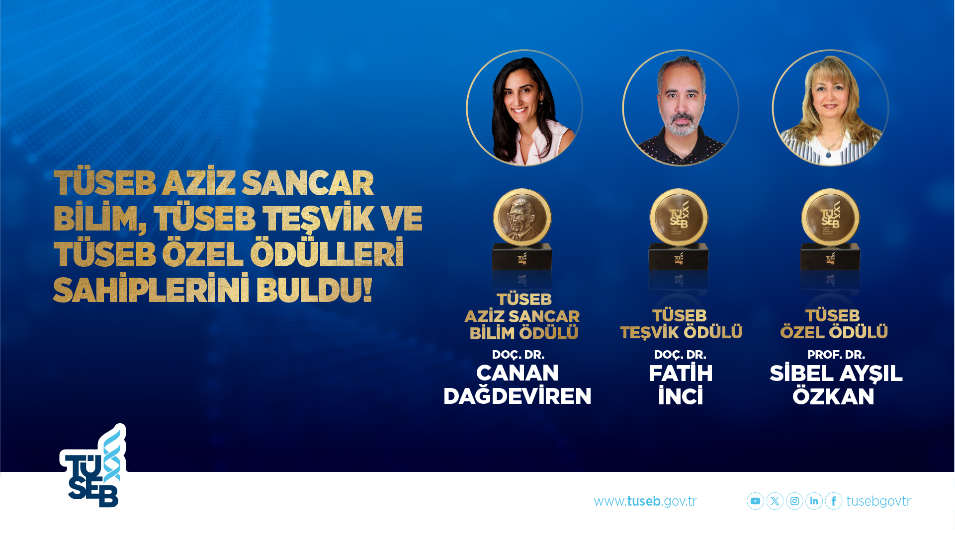 2024 TÜSEB Aziz Sancar Bilim, TÜSEB Teşvik ve TÜSEB Özel Ödülleri Sahiplerini Buldu