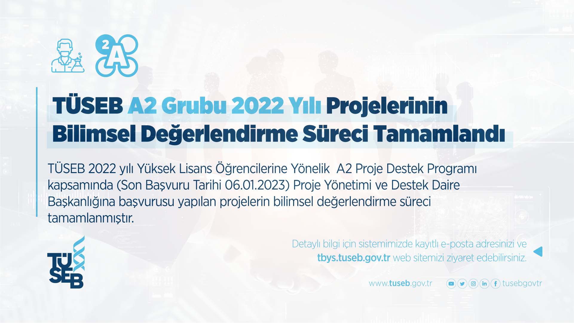 TÜSEB A2 Grubu 2022 Yılı projelerinin Bilimsel Değerlendirme Süreci Tamamlandı
