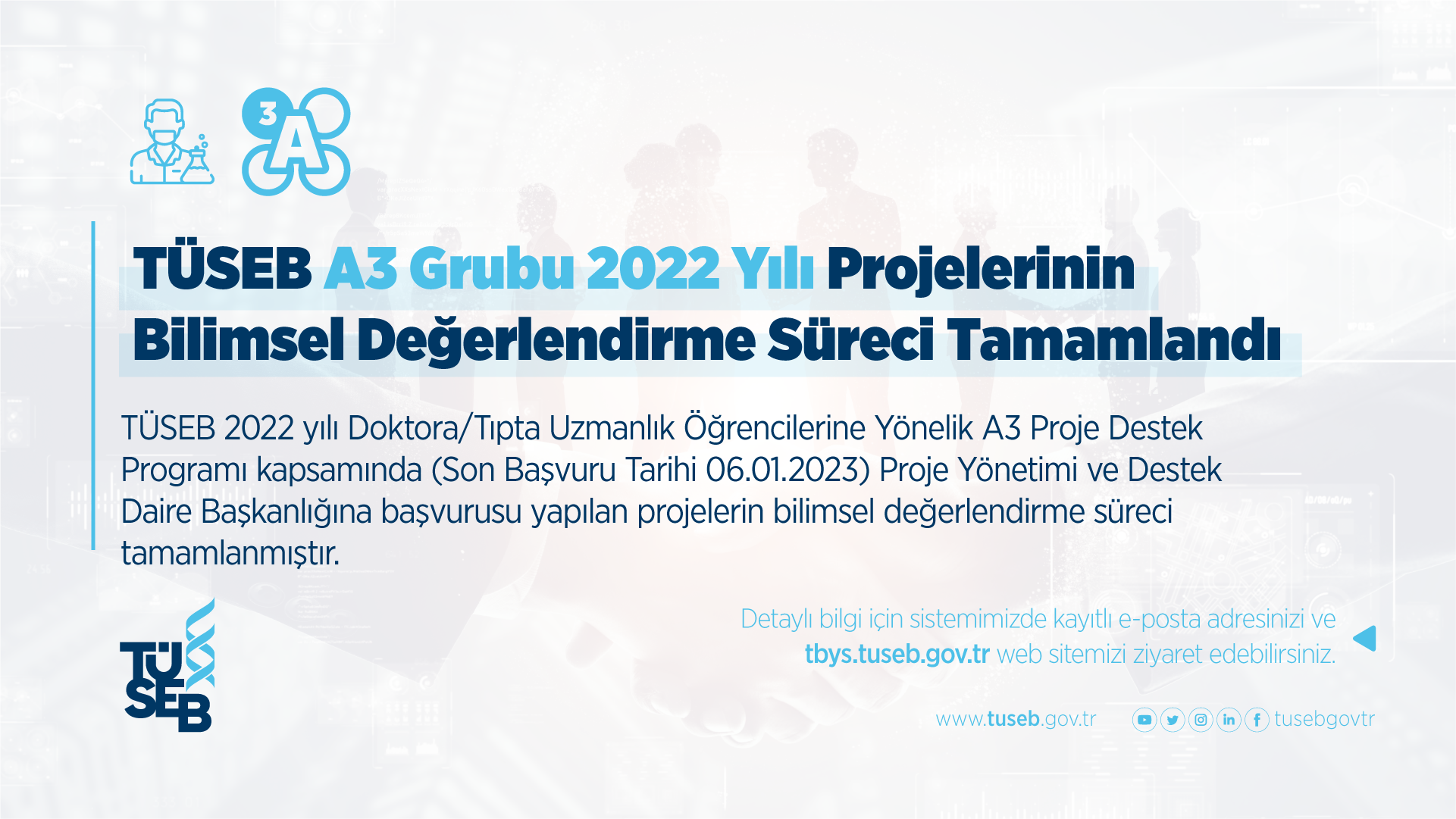 TÜSEB A3 Grubu 2022 Yılı projelerinin Bilimsel Değerlendirme Süreci Tamamlandı