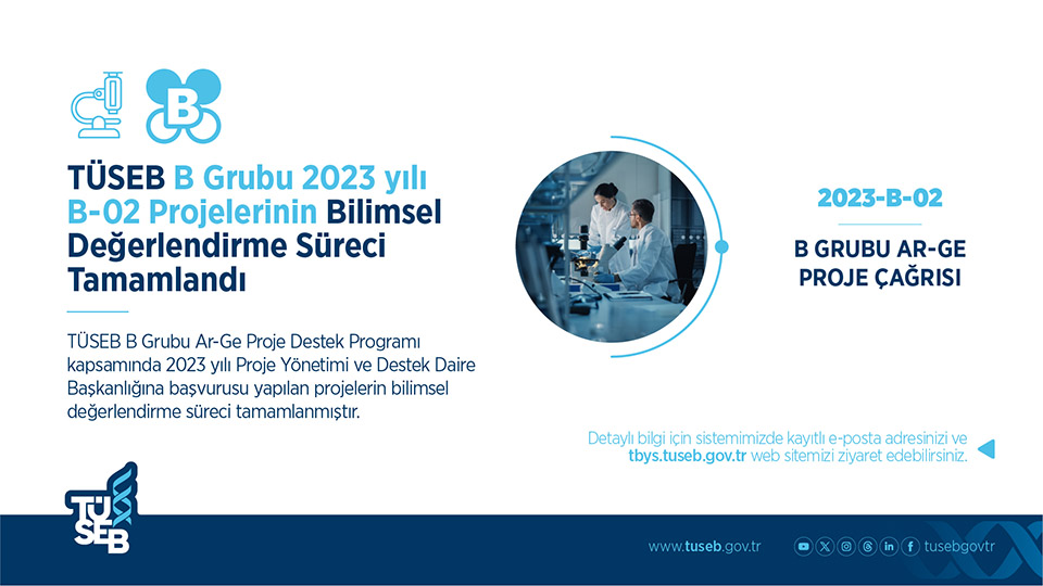 2023 Yılı TÜSEB B Grubu B-02 Projelerinin Bilimsel Değerlendirme Süreci Tamamlandı