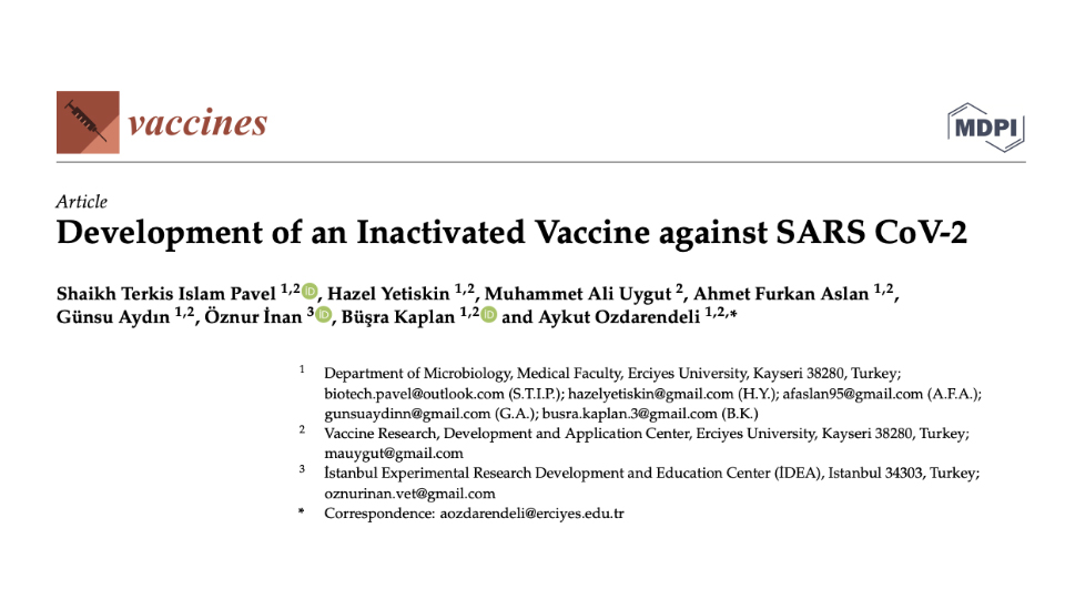 Development of an Inactivated Vaccine against SARS CoV-2