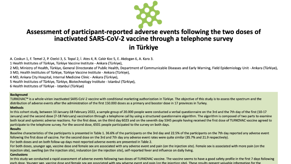 Assessment of participant-reported adverse events following the two doses of inactivated SARS-CoV-2 vaccine through a telephone survey in Türkiye