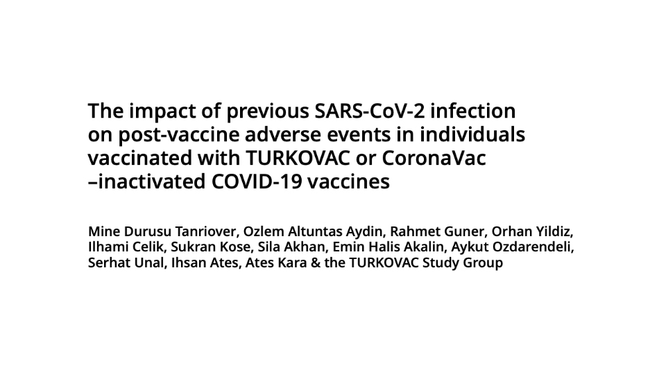 The impact of previous SARS-CoV-2 infection on post-vaccine adverse events in individuals vaccinated with TURKOVAC or CoronaVac –inactivated COVID-19 vaccines