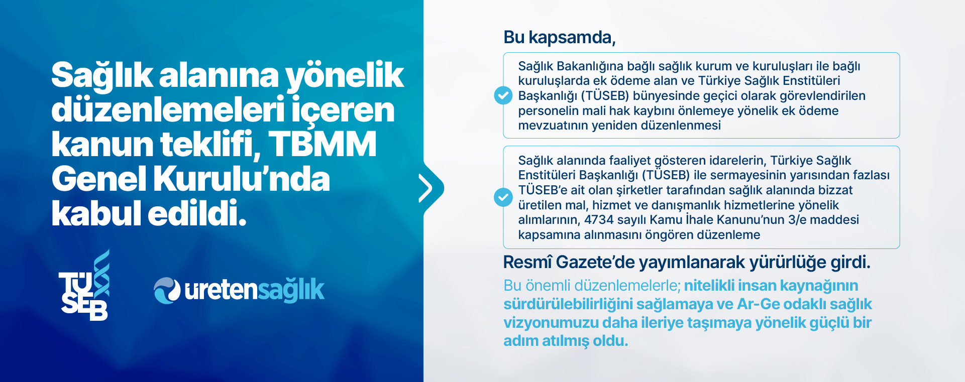 Sağlık Alanına Yönelik Düzenlemeleri İçeren Kanun Teklifi, TBMM Genel Kurulu’nda Kabul Edildi