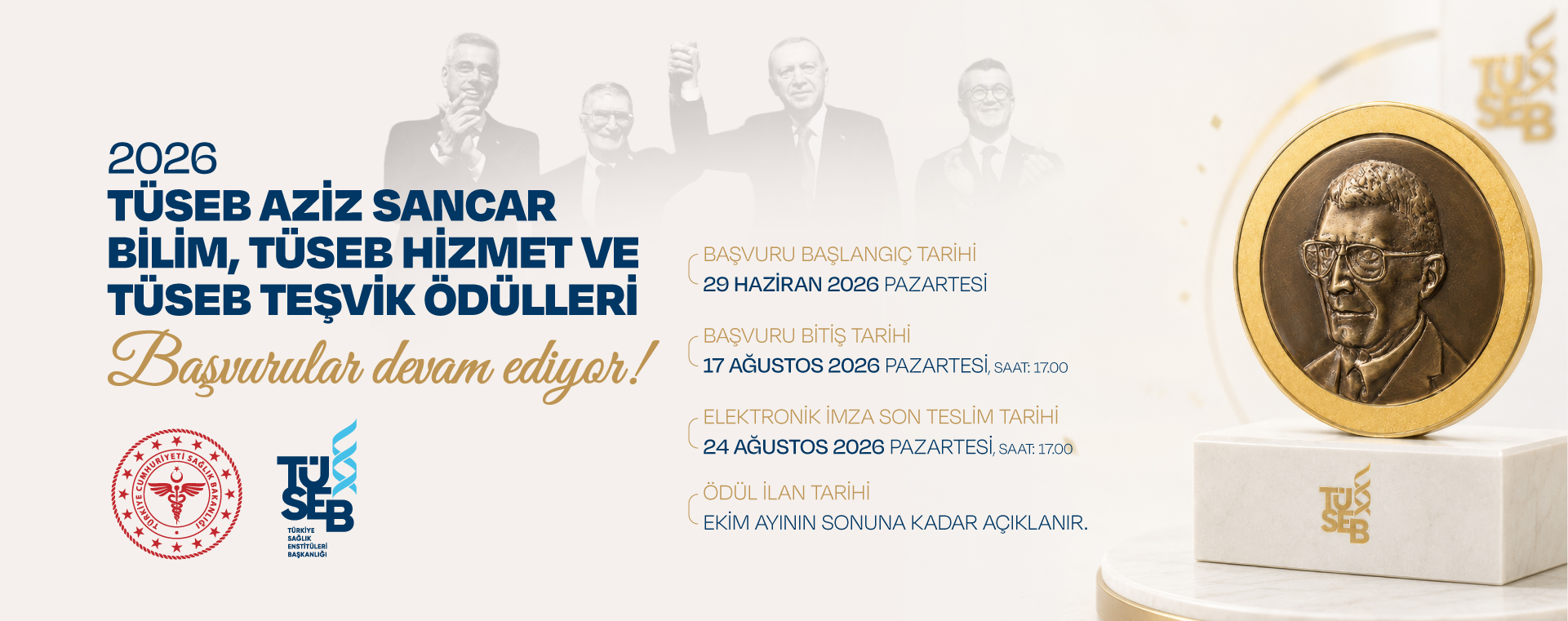 2026 Yılı Tüseb Aziz Sancar Bilim Ödülü, Tüseb Hizmet Ödülü Ve Tüseb Teşvik Ödülü Çağrıları Açıldı