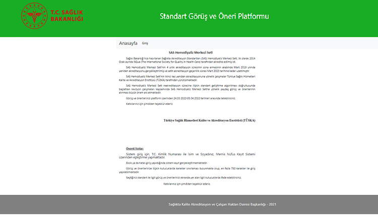 "Accreditation Standards in Health (ASH) - Haemodialysis Centre" Set in Opinion & Suggestion Platform