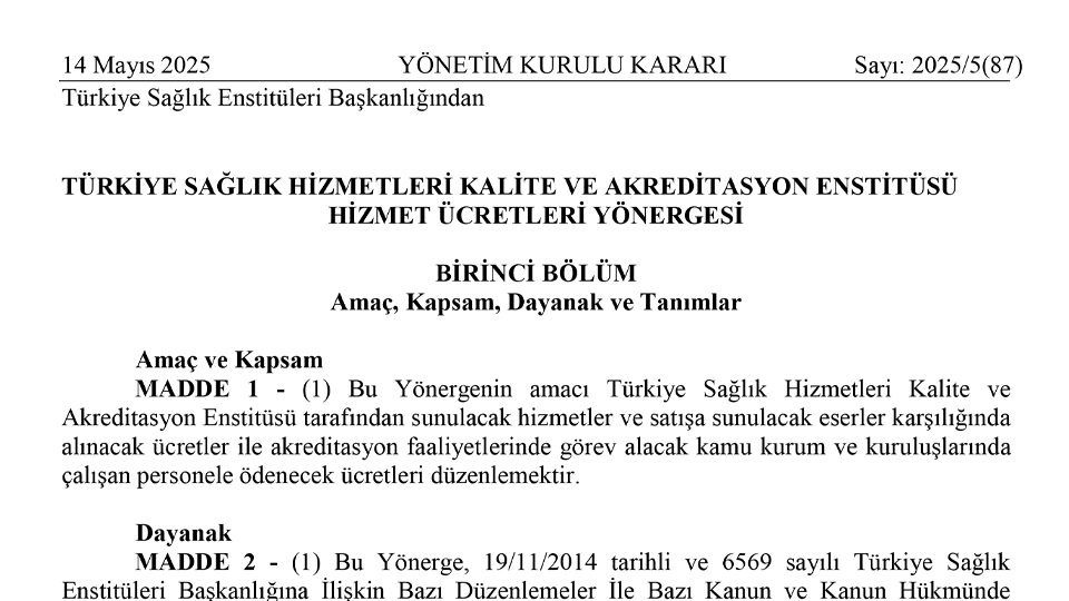 TÜSKA Hizmet Ücretleri Yönergesinde Değişiklik Yapıldı