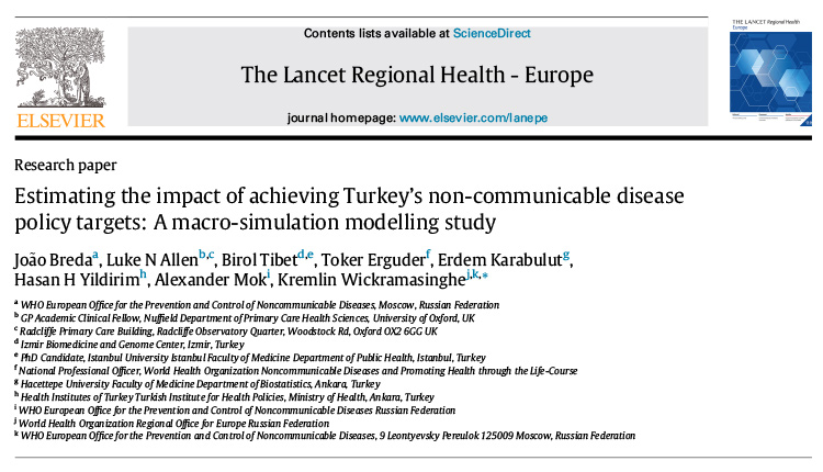 Estimating The Impact of Achieving Turkey’s Non-Communicable Disease Policy Targets